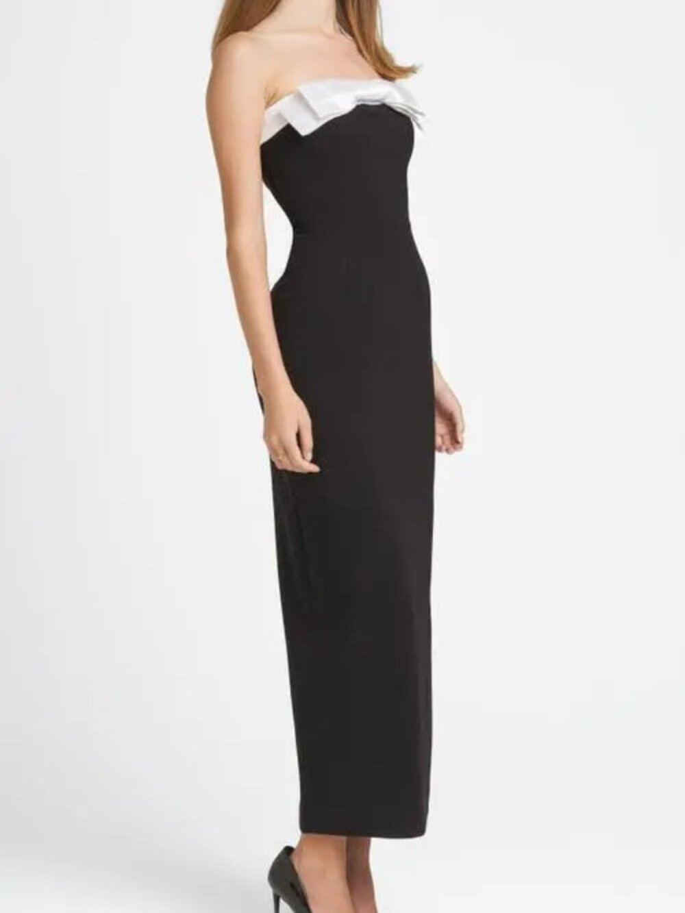 WAYF x CHÉRIE MADELEINE Coco Bow Colorblock Strapless Dress. Sz: L